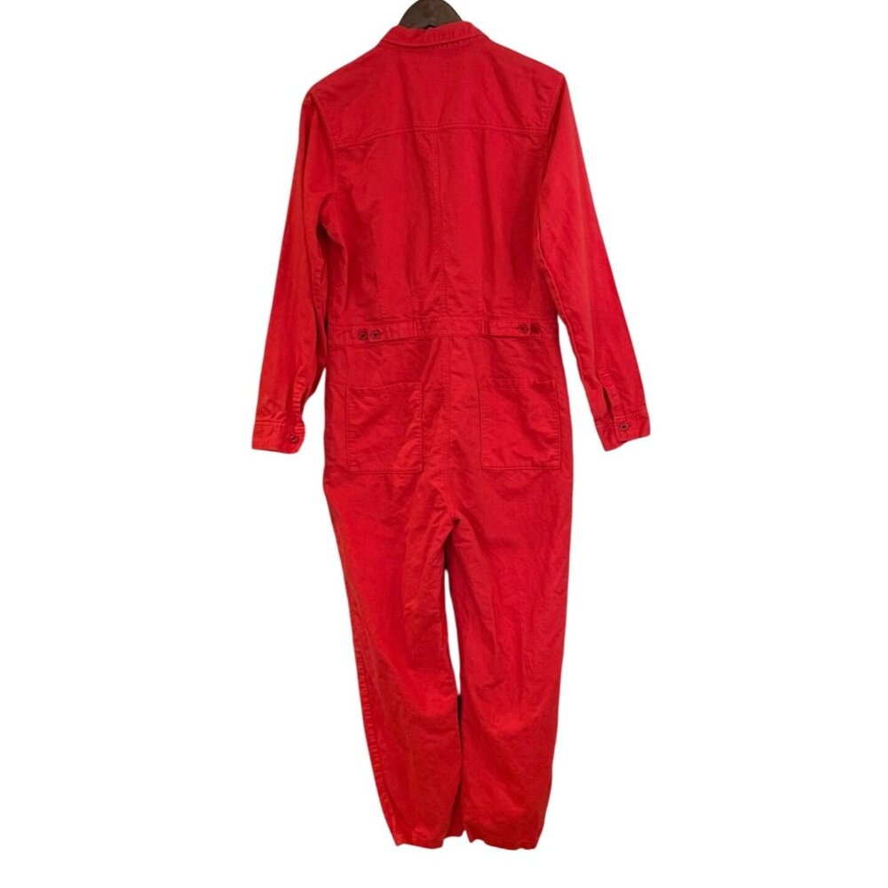 Outerknown Button Long Sleeve Jumpsuit Orange Coral Loungewear Size Medium - Picture 4 of 12